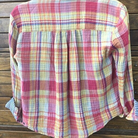 Anthro | HOLDING HORSES Orange Plaid Button Down | - Picture 5 of 6